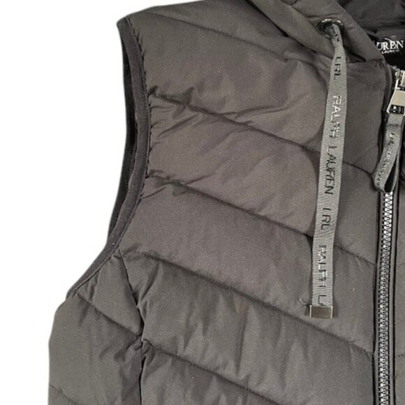 Lauren Ralph Lauren Women's Hooded Stretch Puffer Black Vest Medium NWT $150 - Picture 10 of 16